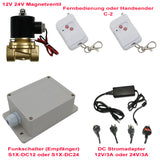 12V 24V Magnetventil mit Fernbedienung Funkschalter und Stromadapter (Modell: 0020568)