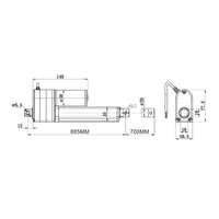 12V 24V 2000N Elektrischer Linearantrieb Hub 700MM mit Eingebautem Potentiomete (Modell: 0041673)