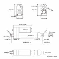 DC Wasserdicht Elektrischer Linearantrieb 3500N Hub 800 mm (Modell: 0041945)