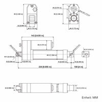 DC Wasserdicht Elektrischer Linearantrieb 3500N Hub 100 mm (Modell: 0041934)