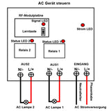 Zwei Kilometer 2 Kanal 230V 10A Funkschalter mit Fernbedienung (Modell: 0020398)