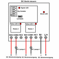 2 Kanal DC Funkschalter Empfänger Lange Reichweite 15000 Fuß (Modell: 0020686)