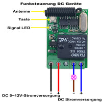 1 Kanal DC 5V~12V 5A Relais Funkschalter mit Fernbedienung (Modell: 0020647)