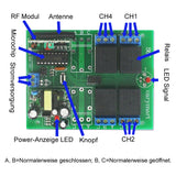 4 Kanal 230V 10A Fernbedienung Funkschalter Set mit Handsender und Empfänger (Modell: 0020400)